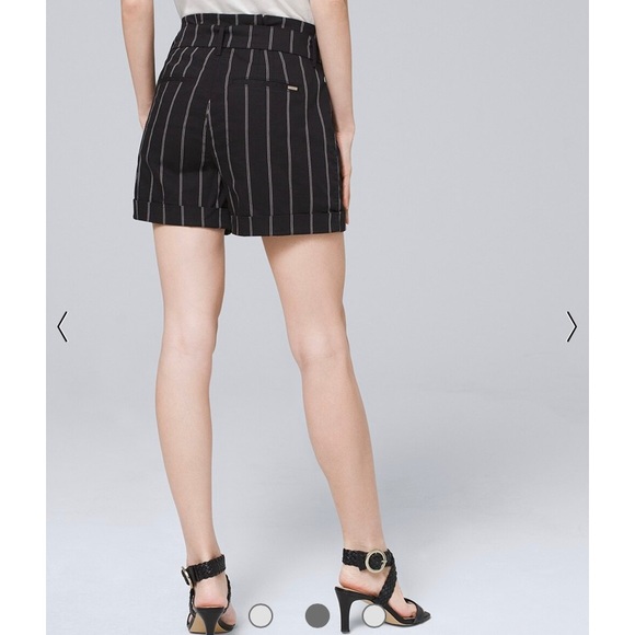 WHBM Pinstripe high-rise, belted paper bag 5” short - Picture 3 of 8